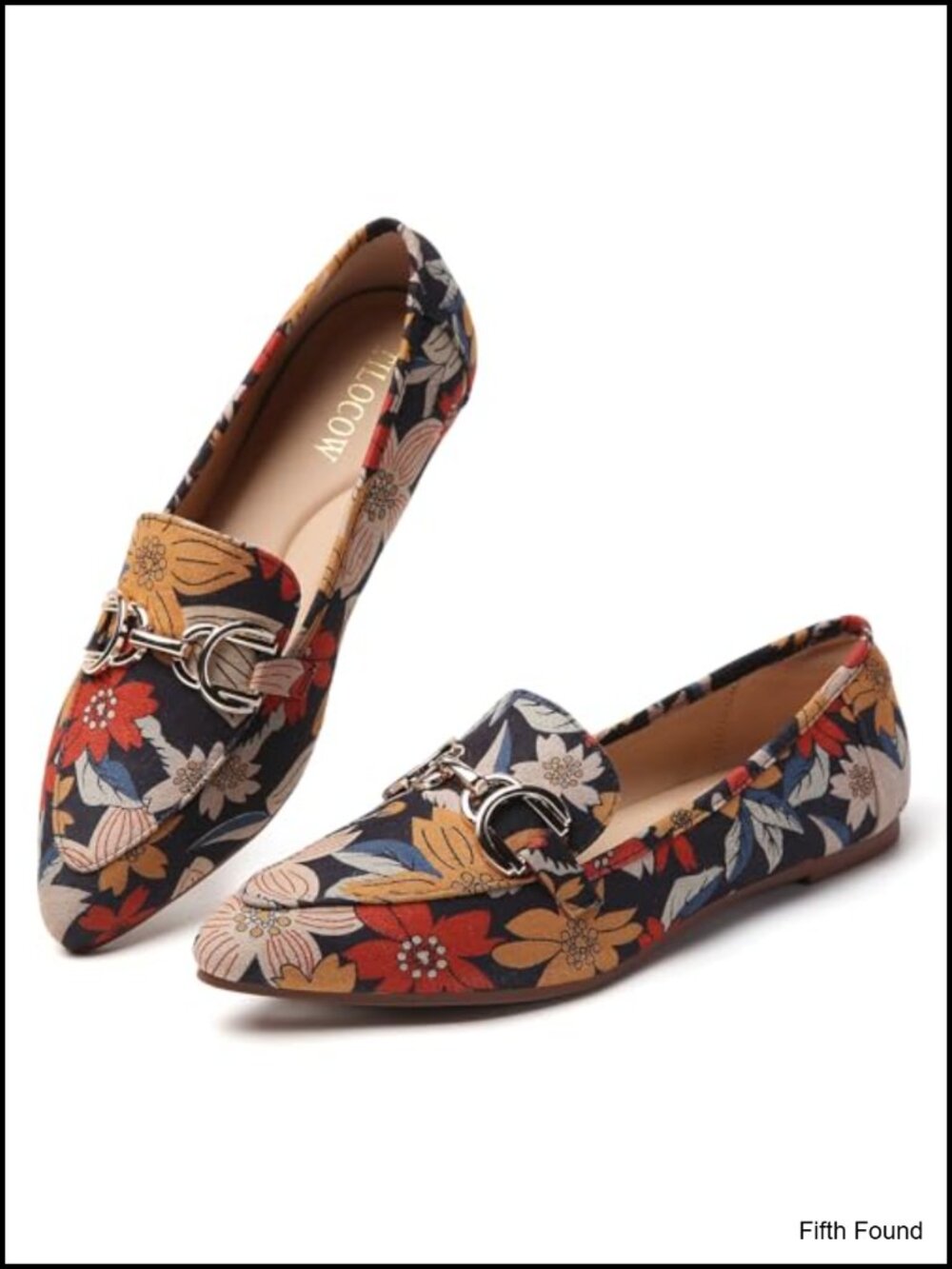 Metal Chain Loafers Flats Pointed Toe Slip On Comfortable Business Shoes